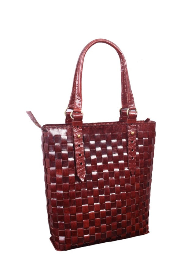 Square Panel Leather Tote